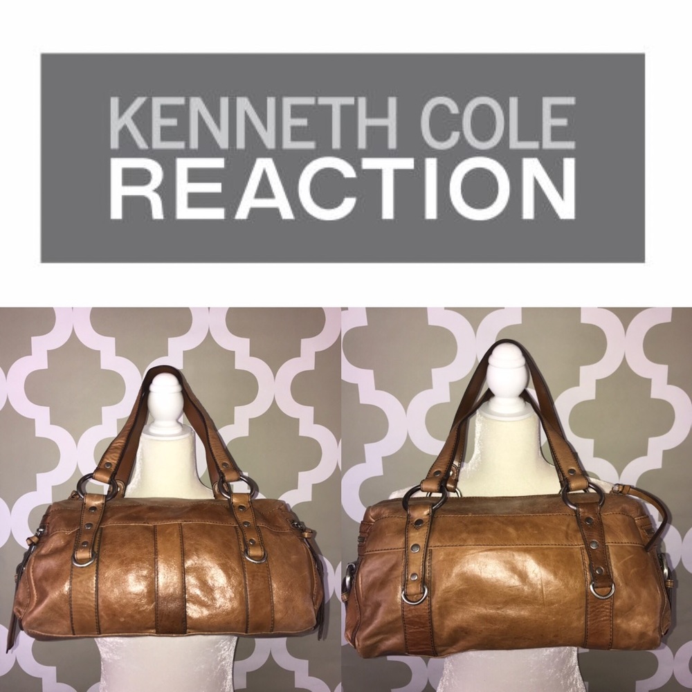 Kenneth Cole Reaction Cognac Leather Satchel Bag